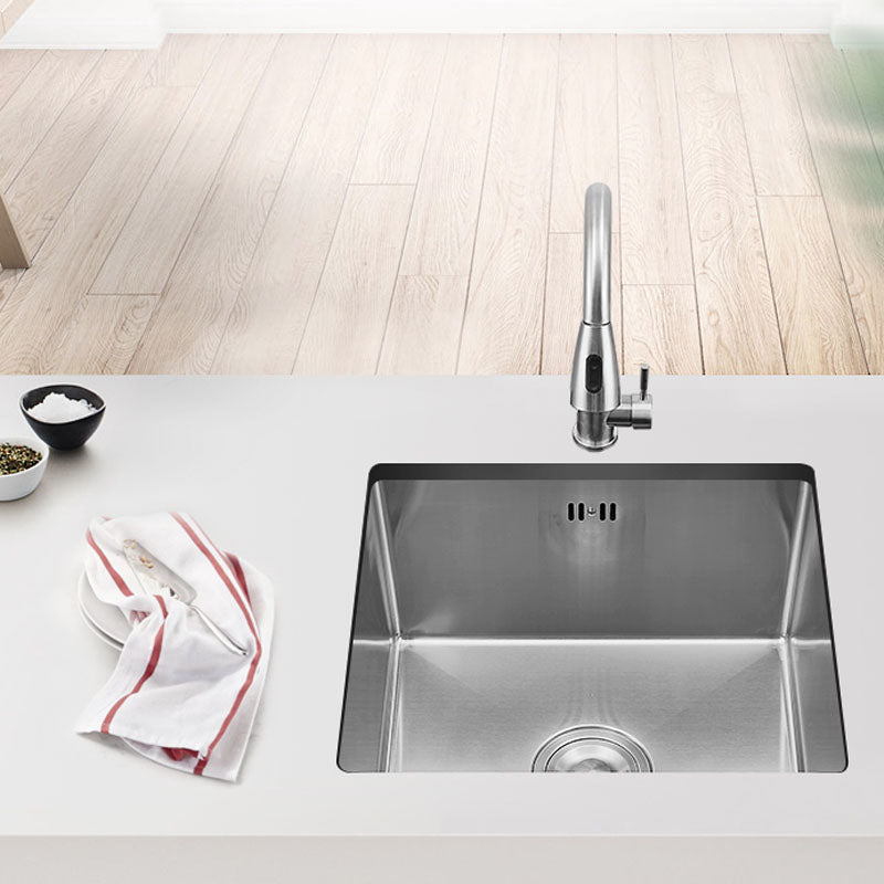 Contemporary Style Kitchen Sink Stainless Steel Kitchen Sink with Drain Assembly Clearhalo 'Home Improvement' 'home_improvement' 'home_improvement_kitchen_sinks' 'Kitchen Remodel & Kitchen Fixtures' 'Kitchen Sinks & Faucet Components' 'Kitchen Sinks' 'kitchen_sinks' 6255665