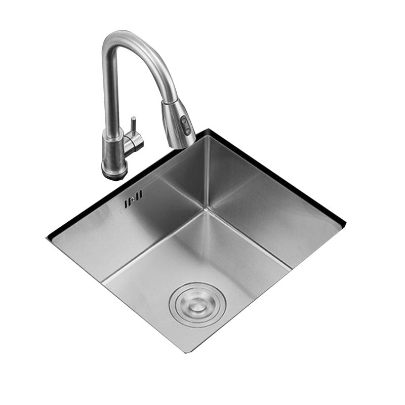Contemporary Style Kitchen Sink Stainless Steel Kitchen Sink with Drain Assembly Clearhalo 'Home Improvement' 'home_improvement' 'home_improvement_kitchen_sinks' 'Kitchen Remodel & Kitchen Fixtures' 'Kitchen Sinks & Faucet Components' 'Kitchen Sinks' 'kitchen_sinks' 6255668