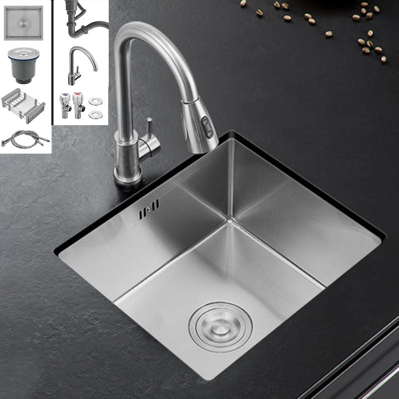 Contemporary Style Kitchen Sink Stainless Steel Kitchen Sink with Drain Assembly Clearhalo 'Home Improvement' 'home_improvement' 'home_improvement_kitchen_sinks' 'Kitchen Remodel & Kitchen Fixtures' 'Kitchen Sinks & Faucet Components' 'Kitchen Sinks' 'kitchen_sinks' 6255685