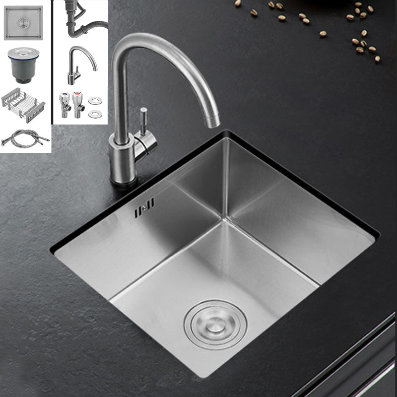 Contemporary Style Kitchen Sink Stainless Steel Kitchen Sink with Drain Assembly Sink with Faucet Round Faucet Clearhalo 'Home Improvement' 'home_improvement' 'home_improvement_kitchen_sinks' 'Kitchen Remodel & Kitchen Fixtures' 'Kitchen Sinks & Faucet Components' 'Kitchen Sinks' 'kitchen_sinks' 6255686