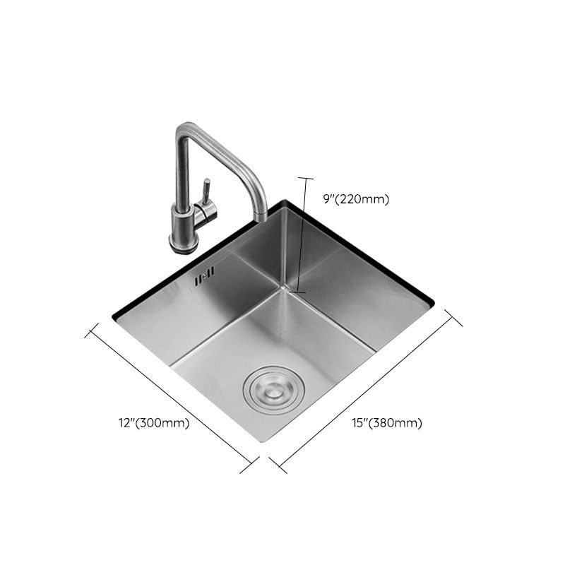 Contemporary Style Kitchen Sink Stainless Steel Kitchen Sink with Drain Assembly Clearhalo 'Home Improvement' 'home_improvement' 'home_improvement_kitchen_sinks' 'Kitchen Remodel & Kitchen Fixtures' 'Kitchen Sinks & Faucet Components' 'Kitchen Sinks' 'kitchen_sinks' 6255699