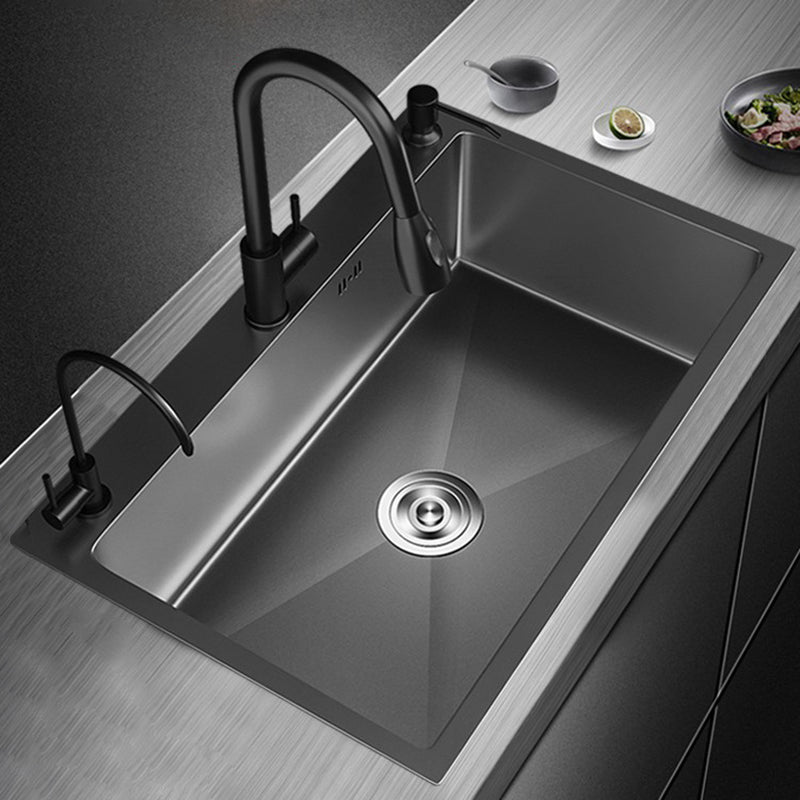 Contemporary Style Sink Set Stainless Steel Friction Resistant Quiet Sink Set for Kitchen Clearhalo 'Home Improvement' 'home_improvement' 'home_improvement_kitchen_sinks' 'Kitchen Remodel & Kitchen Fixtures' 'Kitchen Sinks & Faucet Components' 'Kitchen Sinks' 'kitchen_sinks' 6255721