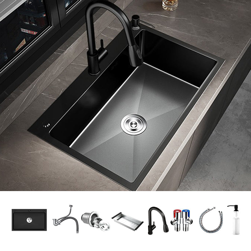 Contemporary Style Sink Set Stainless Steel Friction Resistant Quiet Sink Set for Kitchen Sink with Faucet Pull Out Faucet Clearhalo 'Home Improvement' 'home_improvement' 'home_improvement_kitchen_sinks' 'Kitchen Remodel & Kitchen Fixtures' 'Kitchen Sinks & Faucet Components' 'Kitchen Sinks' 'kitchen_sinks' 6255725