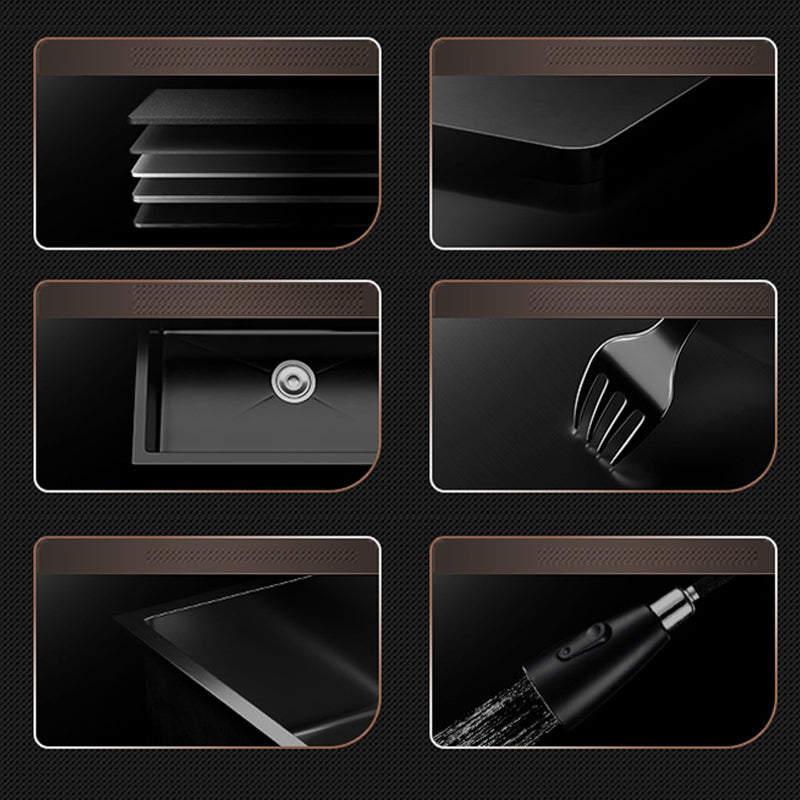 Contemporary Style Sink Set Stainless Steel Friction Resistant Quiet Sink Set for Kitchen Clearhalo 'Home Improvement' 'home_improvement' 'home_improvement_kitchen_sinks' 'Kitchen Remodel & Kitchen Fixtures' 'Kitchen Sinks & Faucet Components' 'Kitchen Sinks' 'kitchen_sinks' 6255729