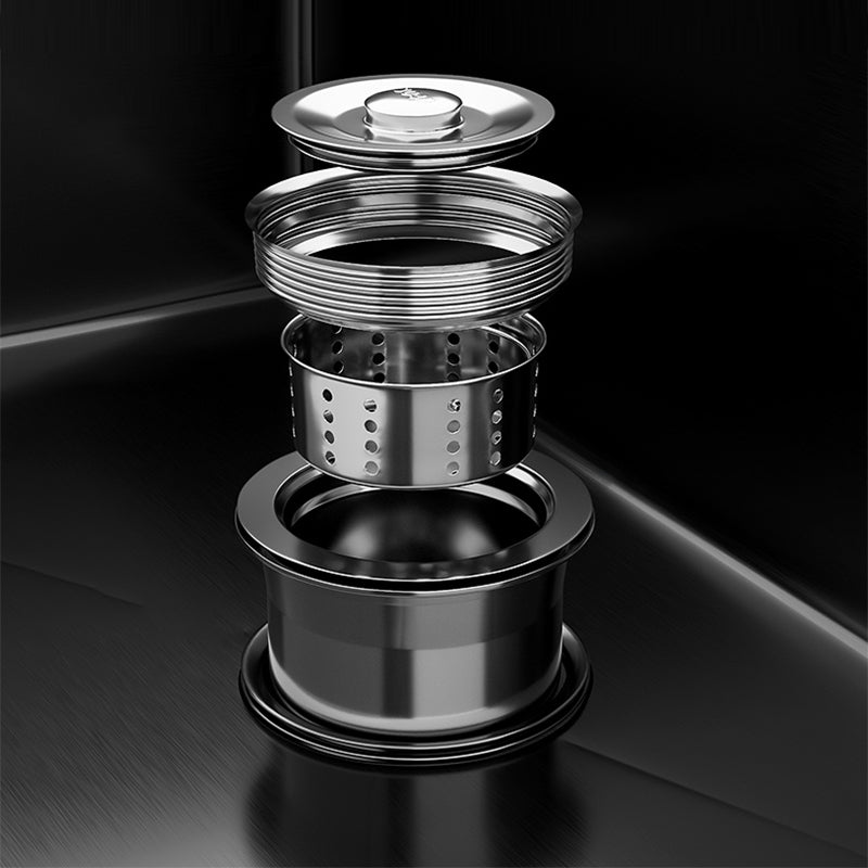 Contemporary Style Sink Set Stainless Steel Friction Resistant Quiet Sink Set for Kitchen Clearhalo 'Home Improvement' 'home_improvement' 'home_improvement_kitchen_sinks' 'Kitchen Remodel & Kitchen Fixtures' 'Kitchen Sinks & Faucet Components' 'Kitchen Sinks' 'kitchen_sinks' 6255736