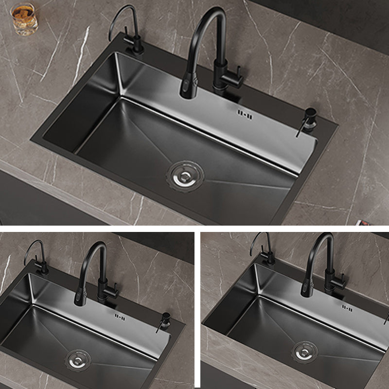 Contemporary Style Sink Set Stainless Steel Friction Resistant Quiet Sink Set for Kitchen Clearhalo 'Home Improvement' 'home_improvement' 'home_improvement_kitchen_sinks' 'Kitchen Remodel & Kitchen Fixtures' 'Kitchen Sinks & Faucet Components' 'Kitchen Sinks' 'kitchen_sinks' 6255741