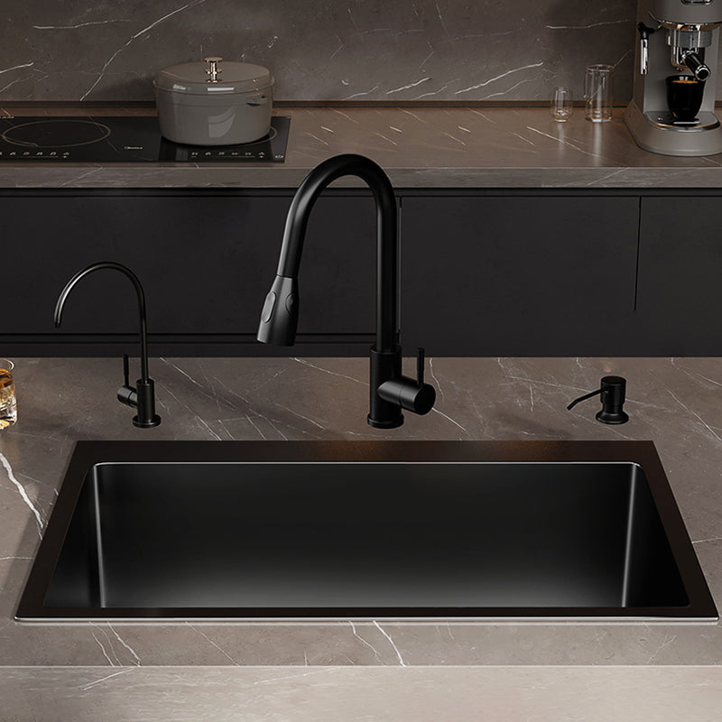 Contemporary Style Sink Set Stainless Steel Friction Resistant Quiet Sink Set for Kitchen Clearhalo 'Home Improvement' 'home_improvement' 'home_improvement_kitchen_sinks' 'Kitchen Remodel & Kitchen Fixtures' 'Kitchen Sinks & Faucet Components' 'Kitchen Sinks' 'kitchen_sinks' 6255745