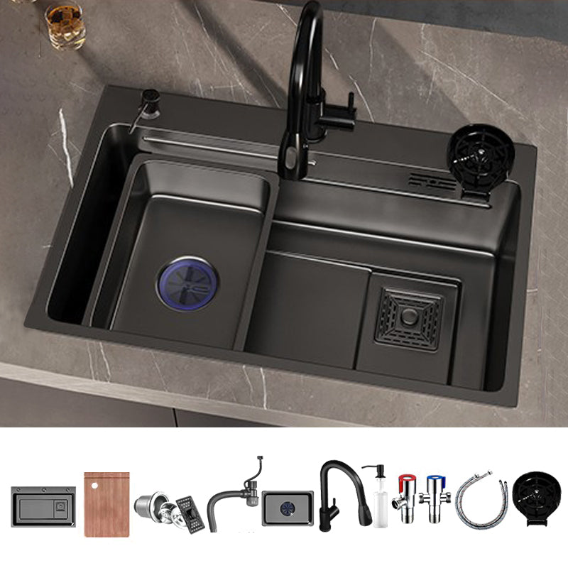 Classic Style Sink Set Stainless Steel Friction Resistant Sink Set for Kitchen Sink with Faucet Pull Out Faucet Clearhalo 'Home Improvement' 'home_improvement' 'home_improvement_kitchen_sinks' 'Kitchen Remodel & Kitchen Fixtures' 'Kitchen Sinks & Faucet Components' 'Kitchen Sinks' 'kitchen_sinks' 6255752