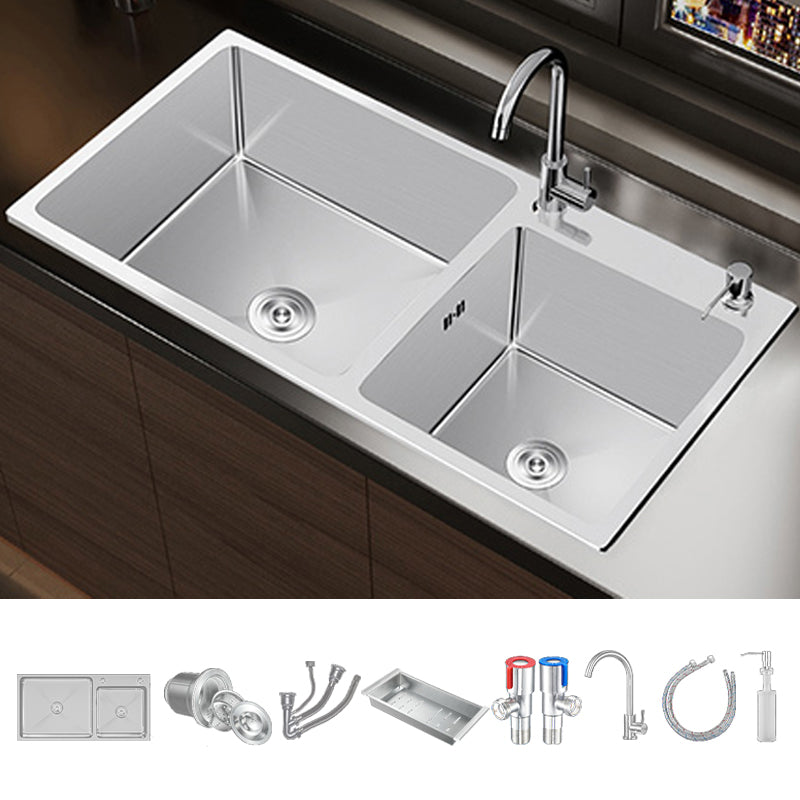 Classic Sink Set Stainless Steel Friction Resistant Sink Set for Kitchen Sink with Faucet Round Faucet Clearhalo 'Home Improvement' 'home_improvement' 'home_improvement_kitchen_sinks' 'Kitchen Remodel & Kitchen Fixtures' 'Kitchen Sinks & Faucet Components' 'Kitchen Sinks' 'kitchen_sinks' 6255782