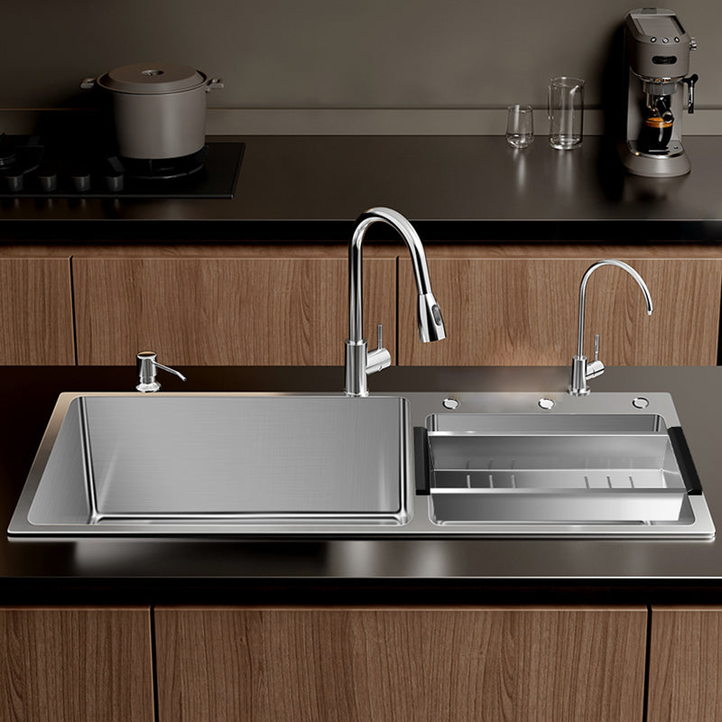 Classic Sink Set Stainless Steel Friction Resistant Sink Set for Kitchen Clearhalo 'Home Improvement' 'home_improvement' 'home_improvement_kitchen_sinks' 'Kitchen Remodel & Kitchen Fixtures' 'Kitchen Sinks & Faucet Components' 'Kitchen Sinks' 'kitchen_sinks' 6255805