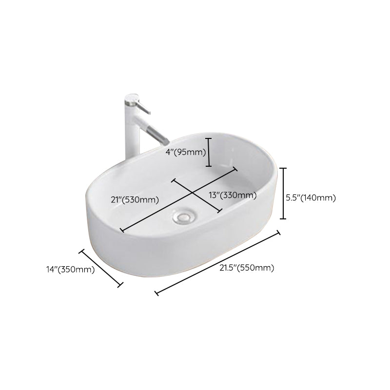 Modern Wash Stand Porcelain Rectangular with Drain Assembly and Pop-Up Drain Vessel Sink Clearhalo 'Bathroom Remodel & Bathroom Fixtures' 'Bathroom Sinks & Faucet Components' 'Bathroom Sinks' 'bathroom_sink' 'Home Improvement' 'home_improvement' 'home_improvement_bathroom_sink' 6255862