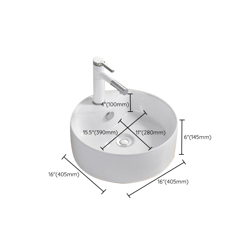 Modern Wash Stand Porcelain Rectangular with Drain Assembly and Pop-Up Drain Vessel Sink Clearhalo 'Bathroom Remodel & Bathroom Fixtures' 'Bathroom Sinks & Faucet Components' 'Bathroom Sinks' 'bathroom_sink' 'Home Improvement' 'home_improvement' 'home_improvement_bathroom_sink' 6255877