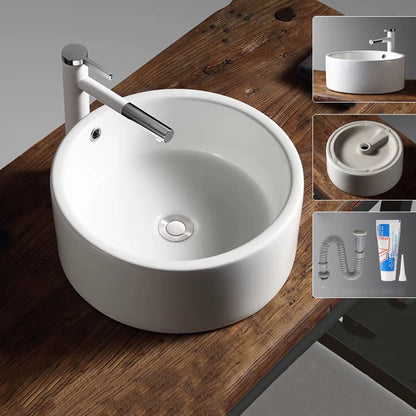 Modern Vessel Bathroom Sink Porcelain Oval with Pop-Up Drain Bathroom Sink 11.8"L x 11.8"W x 5.9"H Clearhalo 'Bathroom Remodel & Bathroom Fixtures' 'Bathroom Sinks & Faucet Components' 'Bathroom Sinks' 'bathroom_sink' 'Home Improvement' 'home_improvement' 'home_improvement_bathroom_sink' 6255929