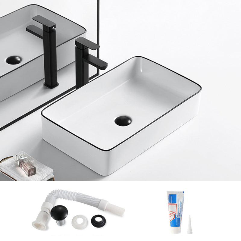 Modern Bathroom Sink Porcelain Rectangular with Overflow and Drain Assembly Basin Sink 21"L x 15"W x 6"H Sink Clearhalo 'Bathroom Remodel & Bathroom Fixtures' 'Bathroom Sinks & Faucet Components' 'Bathroom Sinks' 'bathroom_sink' 'Home Improvement' 'home_improvement' 'home_improvement_bathroom_sink' 6255969