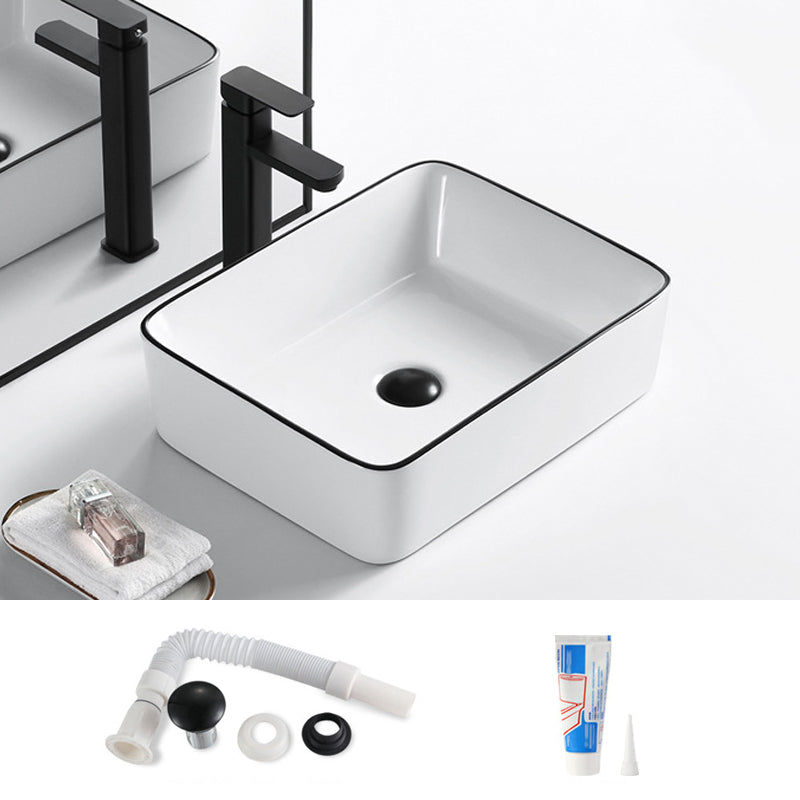 Modern Bathroom Sink Porcelain Rectangular with Overflow and Drain Assembly Basin Sink 16.1"L x 11.8"W x 5.1"H Sink Clearhalo 'Bathroom Remodel & Bathroom Fixtures' 'Bathroom Sinks & Faucet Components' 'Bathroom Sinks' 'bathroom_sink' 'Home Improvement' 'home_improvement' 'home_improvement_bathroom_sink' 6255971