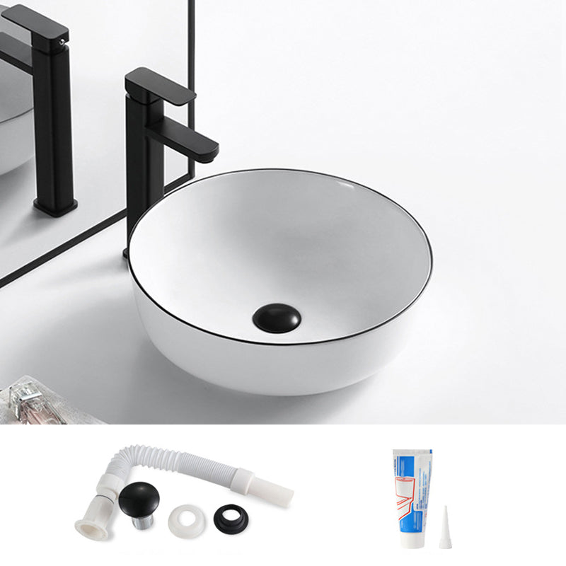 Modern Bathroom Sink Porcelain Rectangular with Overflow and Drain Assembly Basin Sink 16.3"L x 16.3"W x 5.1"H Sink Clearhalo 'Bathroom Remodel & Bathroom Fixtures' 'Bathroom Sinks & Faucet Components' 'Bathroom Sinks' 'bathroom_sink' 'Home Improvement' 'home_improvement' 'home_improvement_bathroom_sink' 6255979
