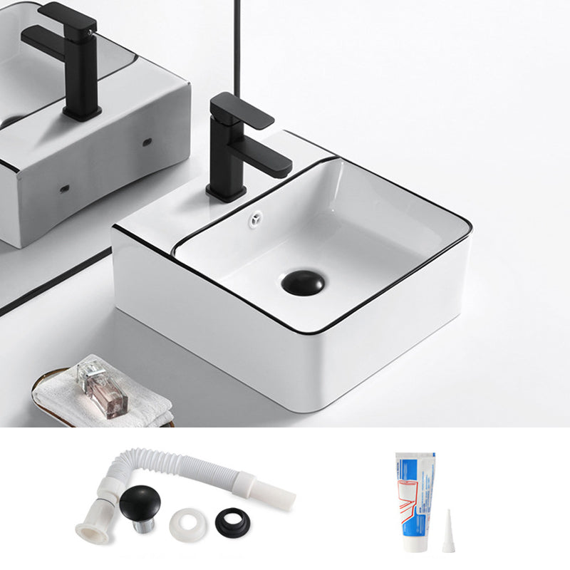 Modern Bathroom Sink Porcelain Rectangular with Overflow and Drain Assembly Basin Sink 18.3"L x 16.7"W x 6.1"H Sink Clearhalo 'Bathroom Remodel & Bathroom Fixtures' 'Bathroom Sinks & Faucet Components' 'Bathroom Sinks' 'bathroom_sink' 'Home Improvement' 'home_improvement' 'home_improvement_bathroom_sink' 6255981