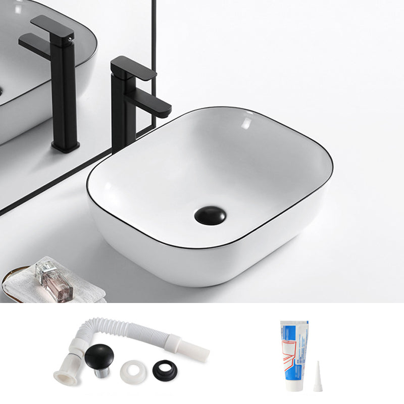Modern Bathroom Sink Porcelain Rectangular with Overflow and Drain Assembly Basin Sink 18.1"L x 12.6"W x 5.3"H Sink Clearhalo 'Bathroom Remodel & Bathroom Fixtures' 'Bathroom Sinks & Faucet Components' 'Bathroom Sinks' 'bathroom_sink' 'Home Improvement' 'home_improvement' 'home_improvement_bathroom_sink' 6255983