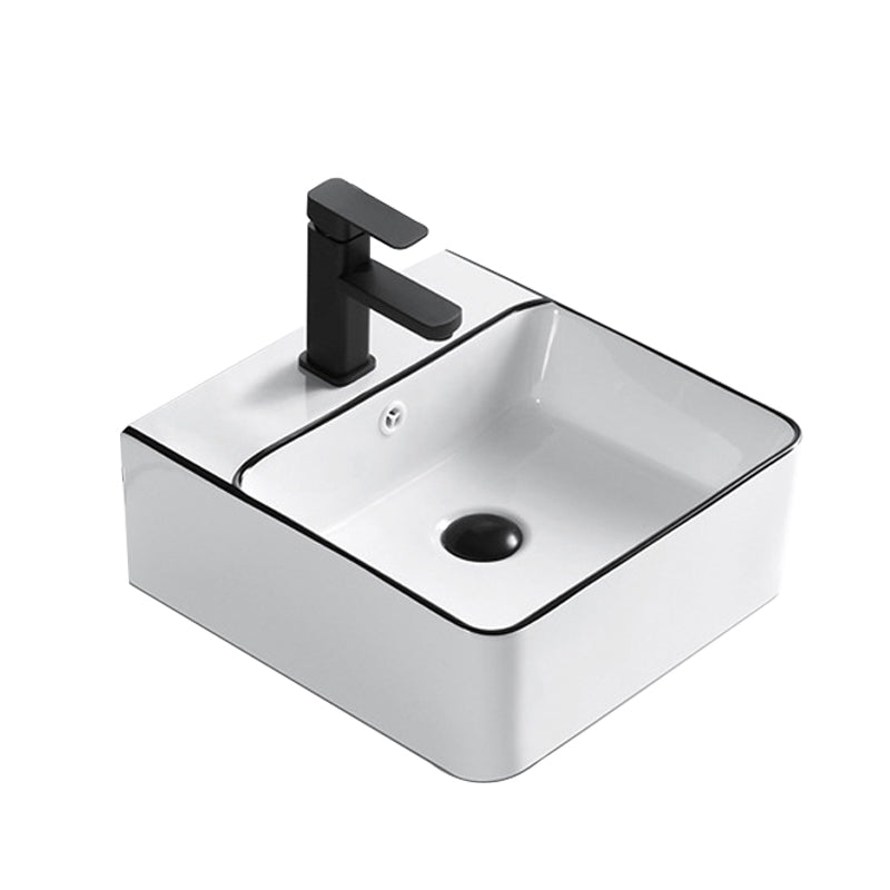 Modern Bathroom Sink Porcelain Rectangular with Overflow and Drain Assembly Basin Sink Clearhalo 'Bathroom Remodel & Bathroom Fixtures' 'Bathroom Sinks & Faucet Components' 'Bathroom Sinks' 'bathroom_sink' 'Home Improvement' 'home_improvement' 'home_improvement_bathroom_sink' 6256000