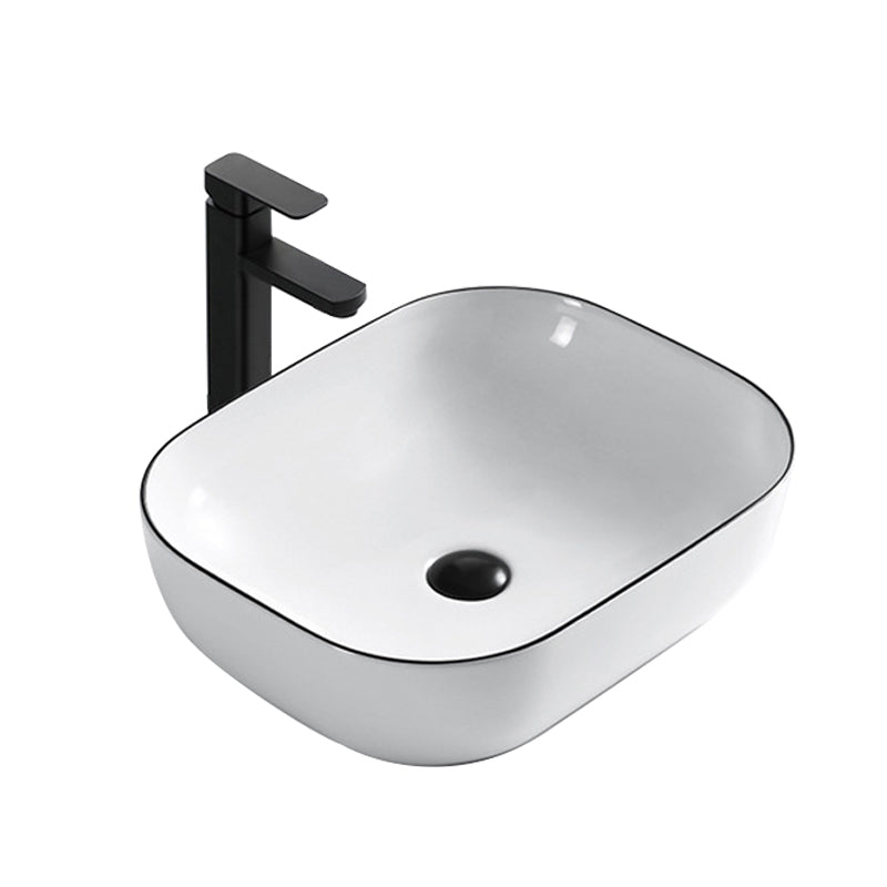 Modern Bathroom Sink Porcelain Rectangular with Overflow and Drain Assembly Basin Sink Clearhalo 'Bathroom Remodel & Bathroom Fixtures' 'Bathroom Sinks & Faucet Components' 'Bathroom Sinks' 'bathroom_sink' 'Home Improvement' 'home_improvement' 'home_improvement_bathroom_sink' 6256002