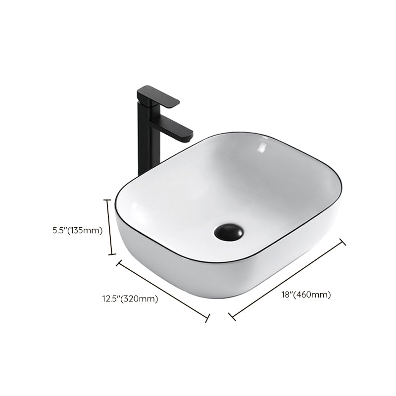 Modern Bathroom Sink Porcelain Rectangular with Overflow and Drain Assembly Basin Sink Clearhalo 'Bathroom Remodel & Bathroom Fixtures' 'Bathroom Sinks & Faucet Components' 'Bathroom Sinks' 'bathroom_sink' 'Home Improvement' 'home_improvement' 'home_improvement_bathroom_sink' 6256012