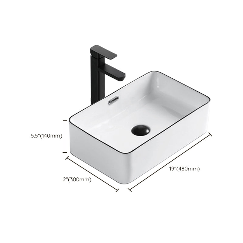 Modern Bathroom Sink Porcelain Rectangular with Overflow and Drain Assembly Basin Sink Clearhalo 'Bathroom Remodel & Bathroom Fixtures' 'Bathroom Sinks & Faucet Components' 'Bathroom Sinks' 'bathroom_sink' 'Home Improvement' 'home_improvement' 'home_improvement_bathroom_sink' 6256013
