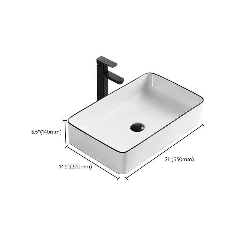 Modern Bathroom Sink Porcelain Rectangular with Overflow and Drain Assembly Basin Sink Clearhalo 'Bathroom Remodel & Bathroom Fixtures' 'Bathroom Sinks & Faucet Components' 'Bathroom Sinks' 'bathroom_sink' 'Home Improvement' 'home_improvement' 'home_improvement_bathroom_sink' 6256014