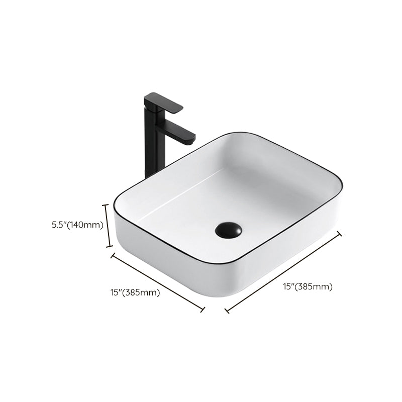 Modern Bathroom Sink Porcelain Rectangular with Overflow and Drain Assembly Basin Sink Clearhalo 'Bathroom Remodel & Bathroom Fixtures' 'Bathroom Sinks & Faucet Components' 'Bathroom Sinks' 'bathroom_sink' 'Home Improvement' 'home_improvement' 'home_improvement_bathroom_sink' 6256015