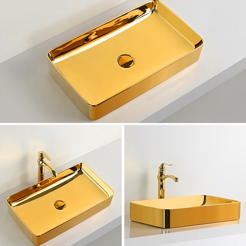 Modern Bathroom Sink Metal Rectangular with Pop-Up Drain and Faucet Vessel Bathroom Sink Clearhalo 'Bathroom Remodel & Bathroom Fixtures' 'Bathroom Sinks & Faucet Components' 'Bathroom Sinks' 'bathroom_sink' 'Home Improvement' 'home_improvement' 'home_improvement_bathroom_sink' 6256072