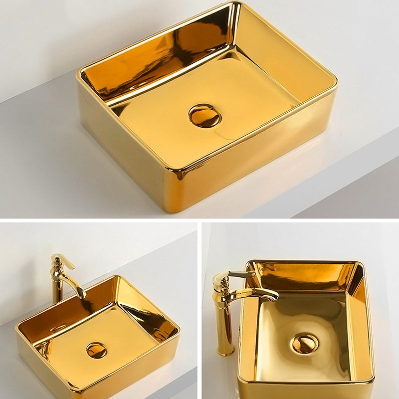Modern Bathroom Sink Metal Rectangular with Pop-Up Drain and Faucet Vessel Bathroom Sink Clearhalo 'Bathroom Remodel & Bathroom Fixtures' 'Bathroom Sinks & Faucet Components' 'Bathroom Sinks' 'bathroom_sink' 'Home Improvement' 'home_improvement' 'home_improvement_bathroom_sink' 6256081