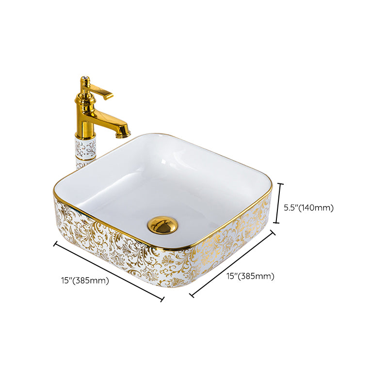 Modern Bathroom Sink Porcelain Round Hand Painted with Overflow and Faucet Wash Stand Clearhalo 'Bathroom Remodel & Bathroom Fixtures' 'Bathroom Sinks & Faucet Components' 'Bathroom Sinks' 'bathroom_sink' 'Home Improvement' 'home_improvement' 'home_improvement_bathroom_sink' 6256131