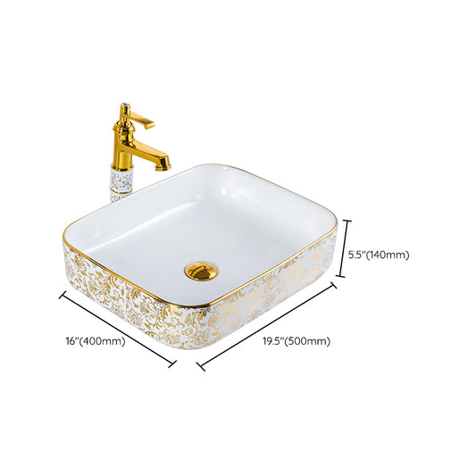 Modern Bathroom Sink Porcelain Round Hand Painted with Overflow and Faucet Wash Stand Clearhalo 'Bathroom Remodel & Bathroom Fixtures' 'Bathroom Sinks & Faucet Components' 'Bathroom Sinks' 'bathroom_sink' 'Home Improvement' 'home_improvement' 'home_improvement_bathroom_sink' 6256132
