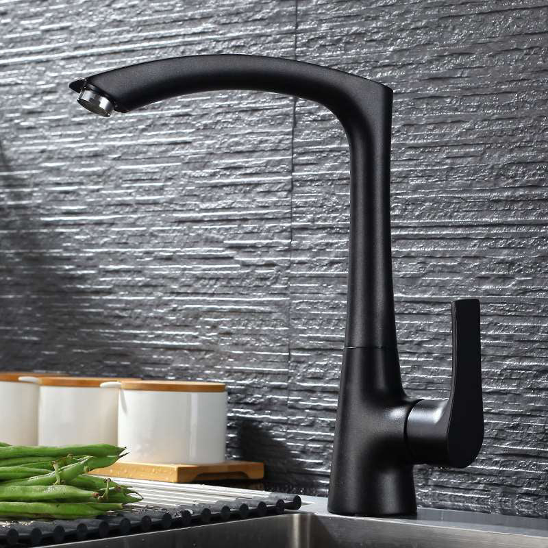 Modern Faucets 1-Handle with Water Dispenser Standard Kitchen Faucets Black Clearhalo 'Home Improvement' 'home_improvement' 'home_improvement_kitchen_faucets' 'Kitchen Faucets' 'Kitchen Remodel & Kitchen Fixtures' 'Kitchen Sinks & Faucet Components' 'kitchen_faucets' 6256984
