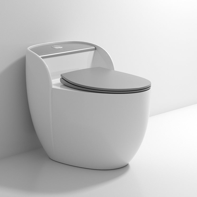 Modern Flush Toilet Ceramic Round-Front One-Piece Toilet with Slow Close Seat Grey Clearhalo 'Bathroom Remodel & Bathroom Fixtures' 'Home Improvement' 'home_improvement' 'home_improvement_toilets' 'Toilets & Bidets' 'Toilets' 6262440