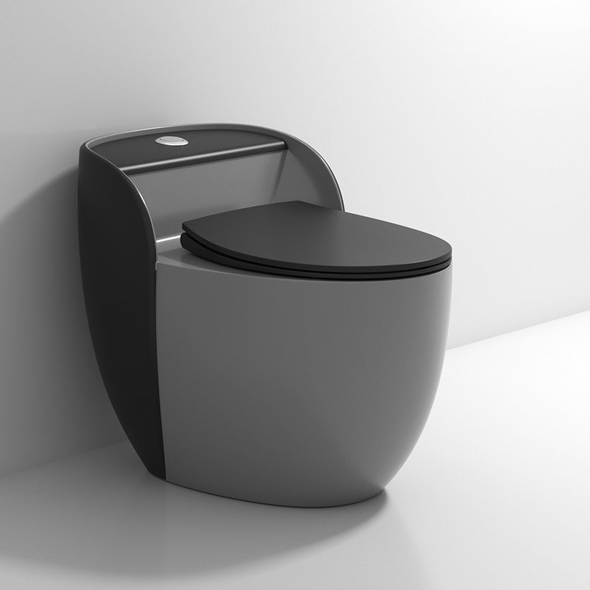 Modern Flush Toilet Ceramic Round-Front One-Piece Toilet with Slow Close Seat Gray Marble Clearhalo 'Bathroom Remodel & Bathroom Fixtures' 'Home Improvement' 'home_improvement' 'home_improvement_toilets' 'Toilets & Bidets' 'Toilets' 6262444