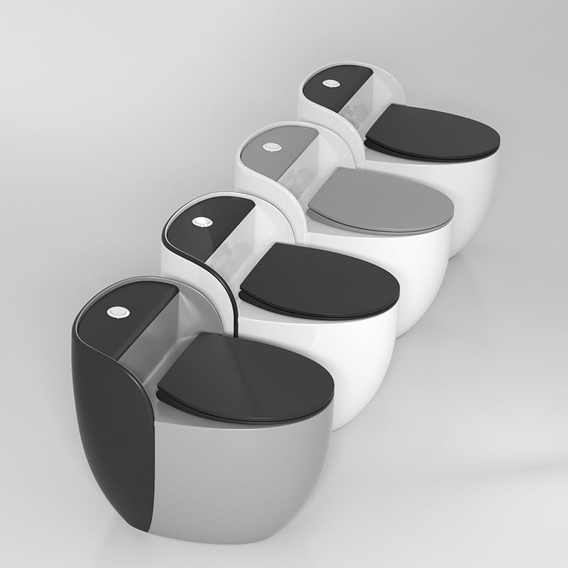 Modern Flush Toilet Ceramic Round-Front One-Piece Toilet with Slow Close Seat Clearhalo 'Bathroom Remodel & Bathroom Fixtures' 'Home Improvement' 'home_improvement' 'home_improvement_toilets' 'Toilets & Bidets' 'Toilets' 6262445