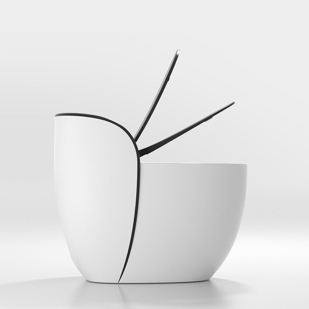 Modern Flush Toilet Ceramic Round-Front One-Piece Toilet with Slow Close Seat Clearhalo 'Bathroom Remodel & Bathroom Fixtures' 'Home Improvement' 'home_improvement' 'home_improvement_toilets' 'Toilets & Bidets' 'Toilets' 6262447