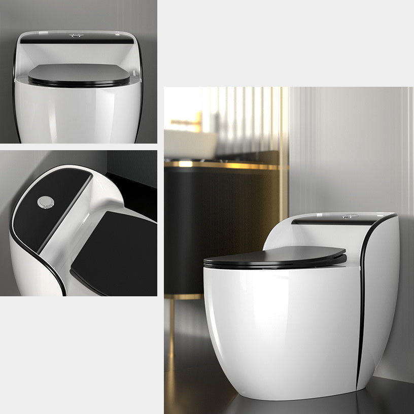 Modern Flush Toilet Ceramic Round-Front One-Piece Toilet with Slow Close Seat Clearhalo 'Bathroom Remodel & Bathroom Fixtures' 'Home Improvement' 'home_improvement' 'home_improvement_toilets' 'Toilets & Bidets' 'Toilets' 6262448