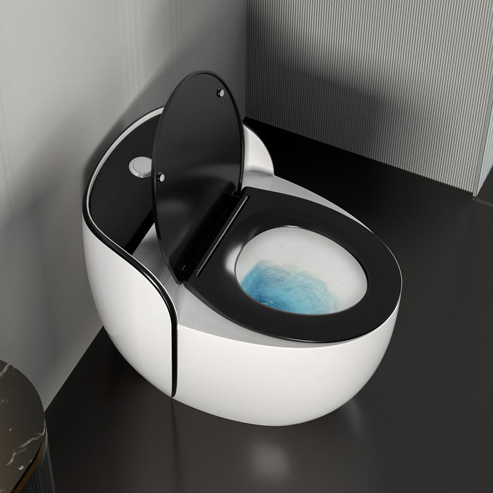 Modern Flush Toilet Ceramic Round-Front One-Piece Toilet with Slow Close Seat Clearhalo 'Bathroom Remodel & Bathroom Fixtures' 'Home Improvement' 'home_improvement' 'home_improvement_toilets' 'Toilets & Bidets' 'Toilets' 6262452