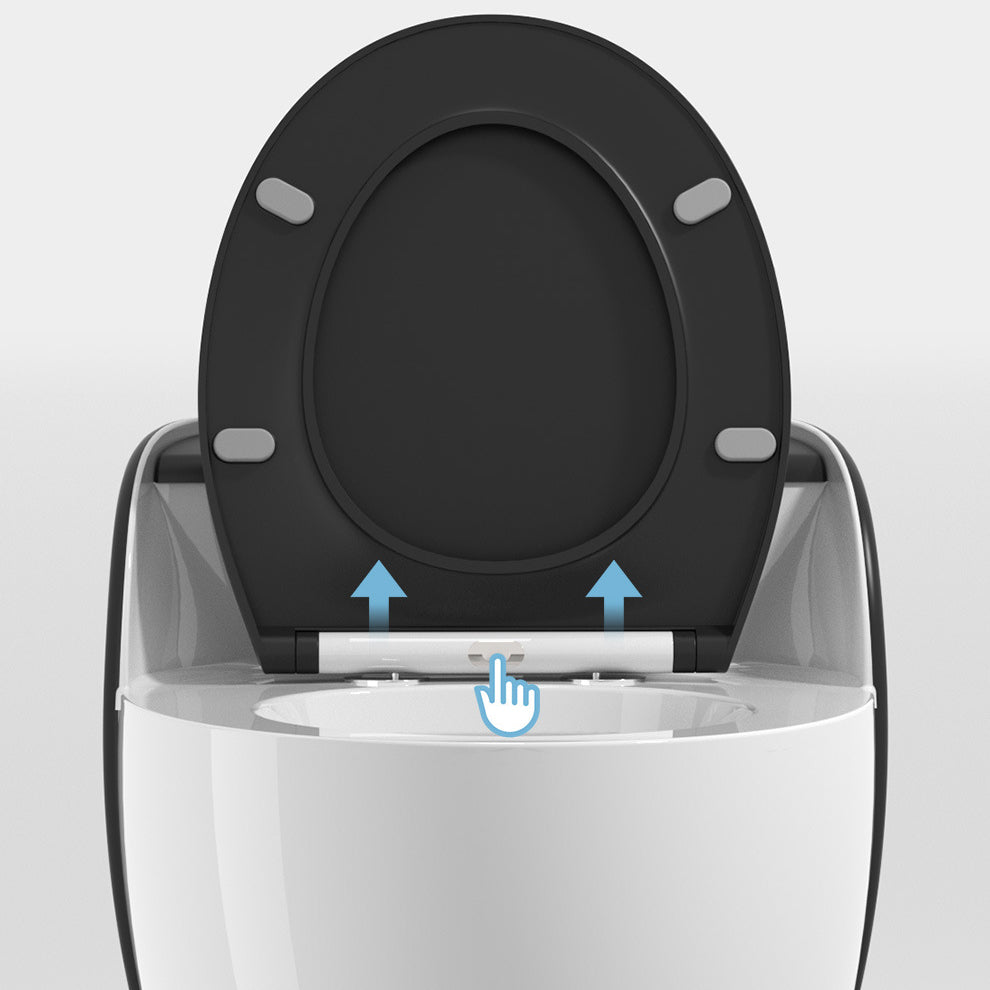 Modern Flush Toilet Ceramic Round-Front One-Piece Toilet with Slow Close Seat Clearhalo 'Bathroom Remodel & Bathroom Fixtures' 'Home Improvement' 'home_improvement' 'home_improvement_toilets' 'Toilets & Bidets' 'Toilets' 6262456