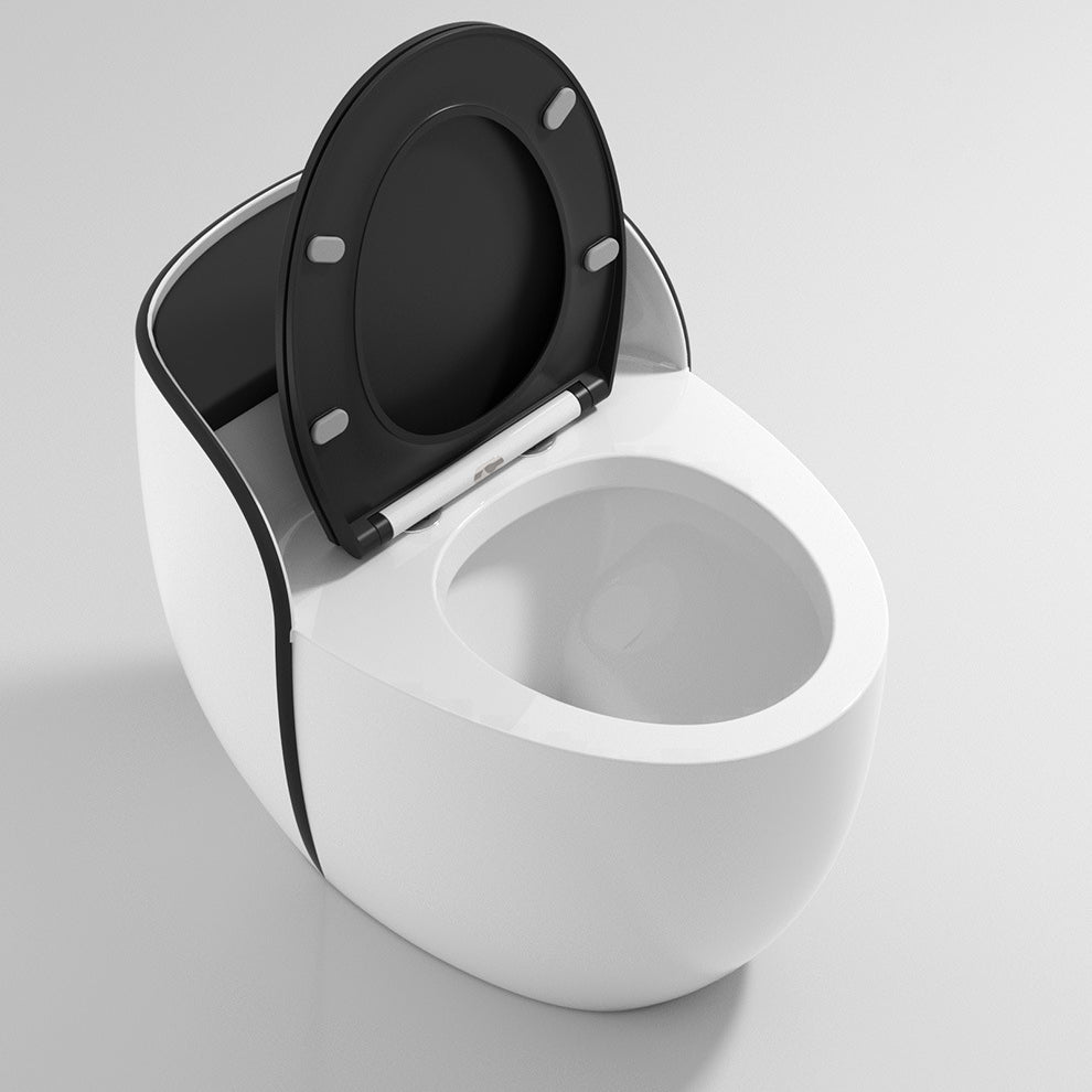 Modern Flush Toilet Ceramic Round-Front One-Piece Toilet with Slow Close Seat Clearhalo 'Bathroom Remodel & Bathroom Fixtures' 'Home Improvement' 'home_improvement' 'home_improvement_toilets' 'Toilets & Bidets' 'Toilets' 6262458