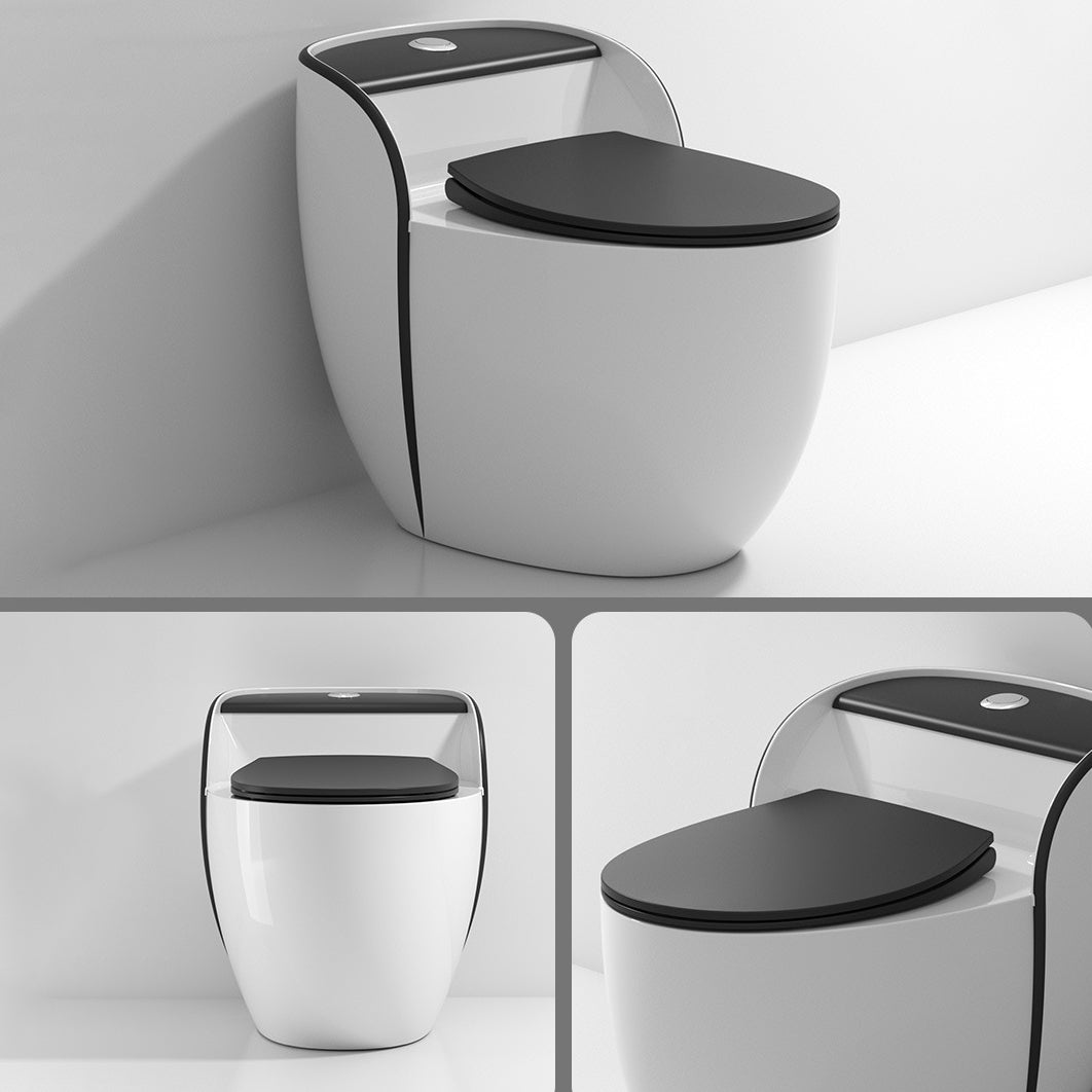 Modern Flush Toilet Ceramic Round-Front One-Piece Toilet with Slow Close Seat Clearhalo 'Bathroom Remodel & Bathroom Fixtures' 'Home Improvement' 'home_improvement' 'home_improvement_toilets' 'Toilets & Bidets' 'Toilets' 6262460