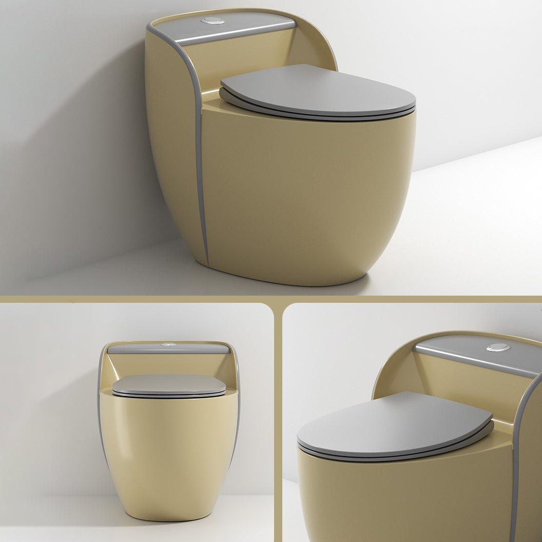 Modern Flush Toilet Ceramic Round-Front One-Piece Toilet with Slow Close Seat Clearhalo 'Bathroom Remodel & Bathroom Fixtures' 'Home Improvement' 'home_improvement' 'home_improvement_toilets' 'Toilets & Bidets' 'Toilets' 6262462