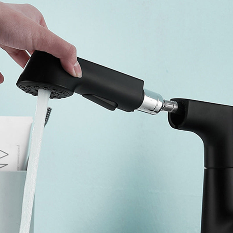 Contemporary Square Lavatory Faucet 1 Hole Bathroom Faucet with Swivel Spout Clearhalo 'Bathroom Remodel & Bathroom Fixtures' 'Bathroom Sink Faucets' 'Bathroom Sinks & Faucet Components' 'bathroom_sink_faucets' 'Home Improvement' 'home_improvement' 'home_improvement_bathroom_sink_faucets' 6272488