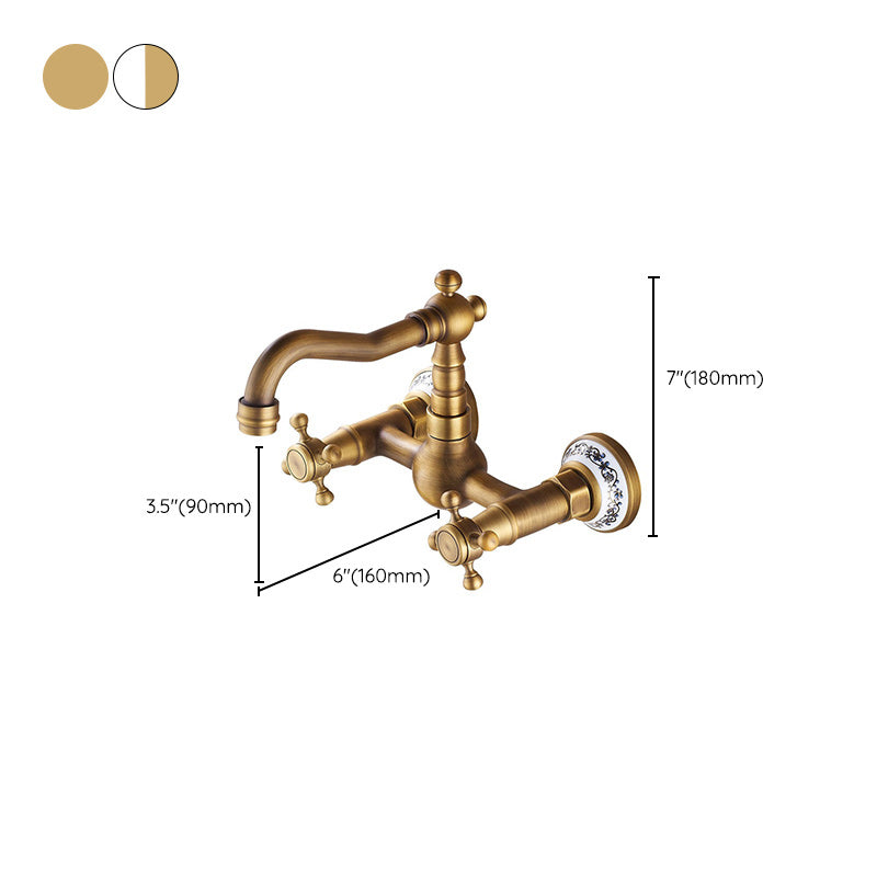 Wall Mounted Faucet Glam Style Bathroom Faucet with 2 Handles Clearhalo 'Bathroom Remodel & Bathroom Fixtures' 'Bathroom Sink Faucets' 'Bathroom Sinks & Faucet Components' 'bathroom_sink_faucets' 'Home Improvement' 'home_improvement' 'home_improvement_bathroom_sink_faucets' 6272503