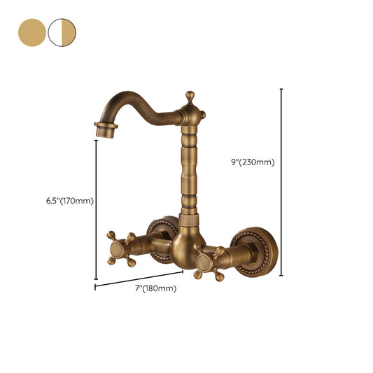 Wall Mounted Faucet Glam Style Bathroom Faucet with 2 Handles Clearhalo 'Bathroom Remodel & Bathroom Fixtures' 'Bathroom Sink Faucets' 'Bathroom Sinks & Faucet Components' 'bathroom_sink_faucets' 'Home Improvement' 'home_improvement' 'home_improvement_bathroom_sink_faucets' 6272504