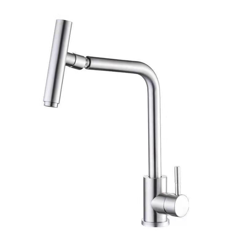 1-Handle Faucets with Water Dispenser Stainless Steel Standard Kitchen Faucets Clearhalo 'Home Improvement' 'home_improvement' 'home_improvement_kitchen_faucets' 'Kitchen Faucets' 'Kitchen Remodel & Kitchen Fixtures' 'Kitchen Sinks & Faucet Components' 'kitchen_faucets' 6272553
