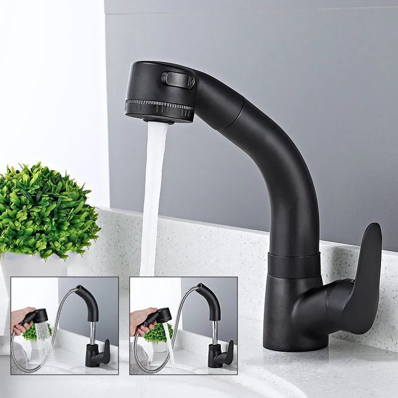 Modern 1-Handle Faucet 1-Hole with Water Dispenser Copper Pull down Faucet Black Supply Lines Not Included Clearhalo 'Home Improvement' 'home_improvement' 'home_improvement_kitchen_faucets' 'Kitchen Faucets' 'Kitchen Remodel & Kitchen Fixtures' 'Kitchen Sinks & Faucet Components' 'kitchen_faucets' 6272589