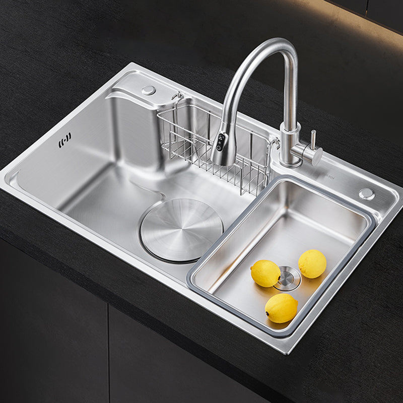 Contemporary Kitchen Sink Set Stainless Steel Friction Resistant Kitchen Sink Set Clearhalo 'Home Improvement' 'home_improvement' 'home_improvement_kitchen_sinks' 'Kitchen Remodel & Kitchen Fixtures' 'Kitchen Sinks & Faucet Components' 'Kitchen Sinks' 'kitchen_sinks' 6272645
