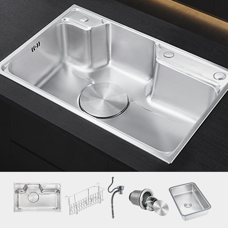 Contemporary Kitchen Sink Set Stainless Steel Friction Resistant Kitchen Sink Set Sink Only None Clearhalo 'Home Improvement' 'home_improvement' 'home_improvement_kitchen_sinks' 'Kitchen Remodel & Kitchen Fixtures' 'Kitchen Sinks & Faucet Components' 'Kitchen Sinks' 'kitchen_sinks' 6272646
